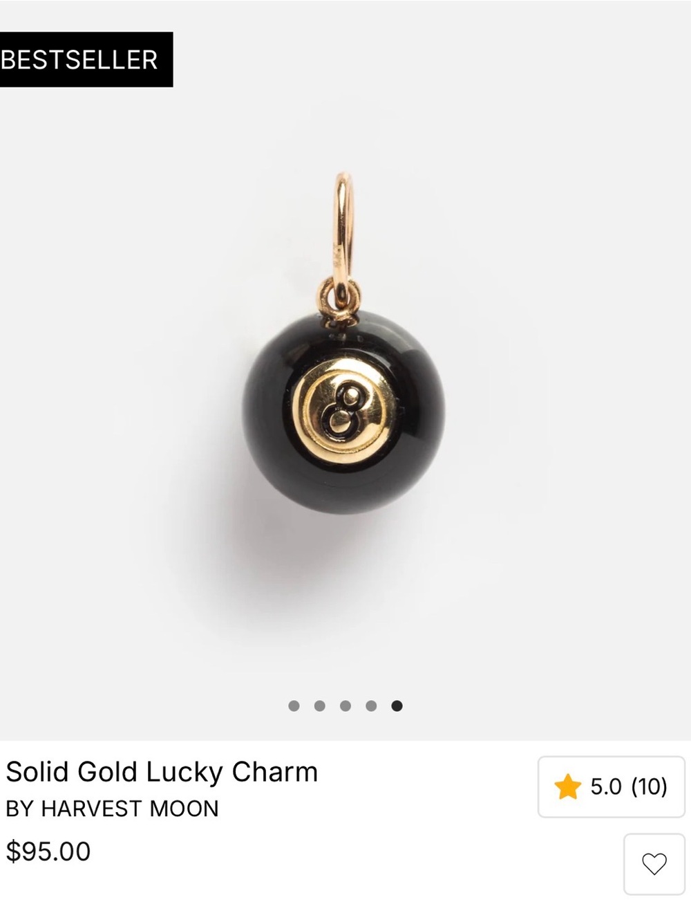 Harvest Moon Black & Gold Lucky Charm Pendant